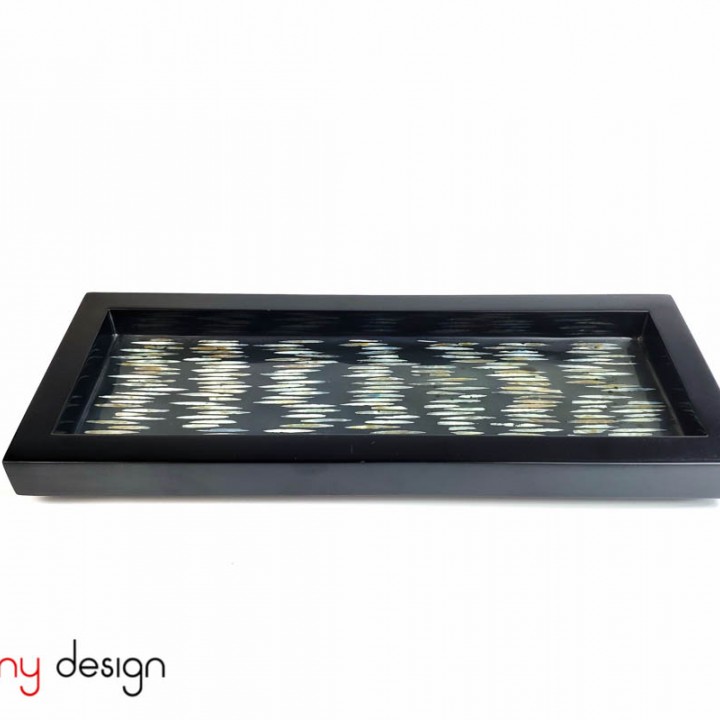 Rectangular lacquer tray with pearl waves 15*35cm